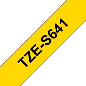 Tape 18mm Black On Yellow Strong Adhesive (tze-s641)