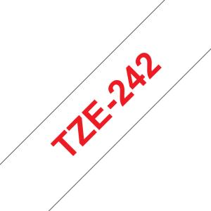 Tape 18mm Lami Red On White (tze-242)