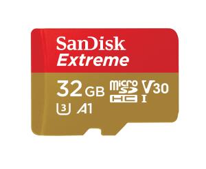 SanDisk microSDHC Extreme 32GB (A1/ V30/ U3/ UHS-I/ Cl.10/ R100/ W60) + Adapter for Mobile