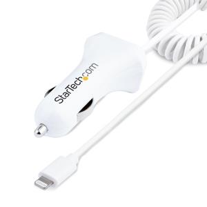Lightning Car Charger - With 1m Coiled Cable Car iPhone Charger